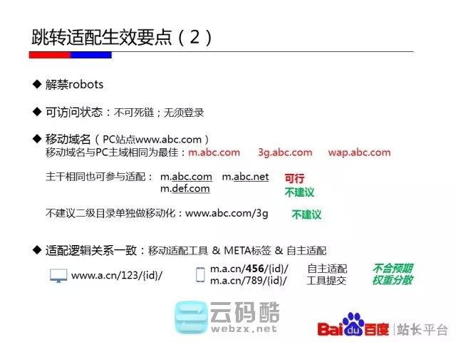 云码酷 【移动搜索优化】如何让百度更喜欢你的移动站_移动化技术选型对百度友好度全解_移动网站SEO优化 搜索优化,如何,百度,喜欢你,技术 SEO自学 171805klxpe11x0z05qpn9